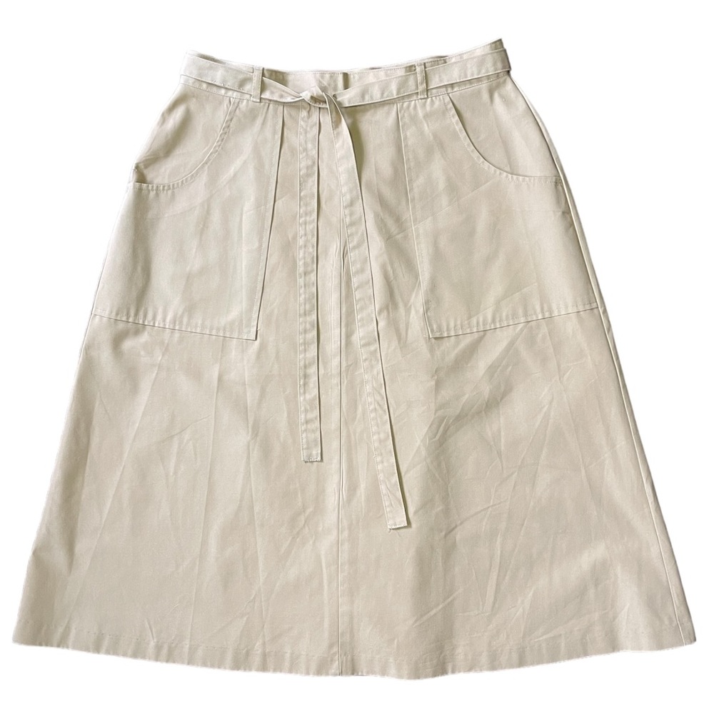 Vintage tan wrap skirt with POCKETS Charisma Adjustable front tie Large